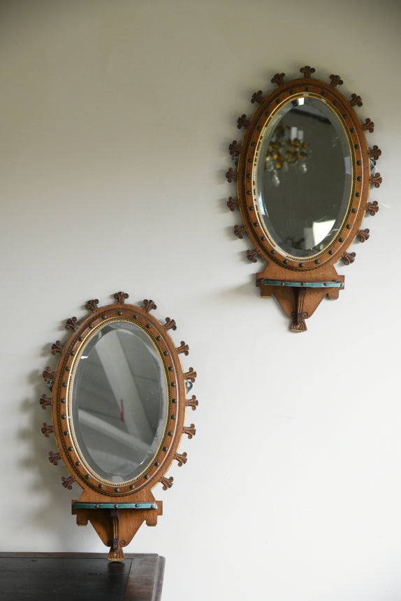 Pair Victorian Oval Wall Mirrors