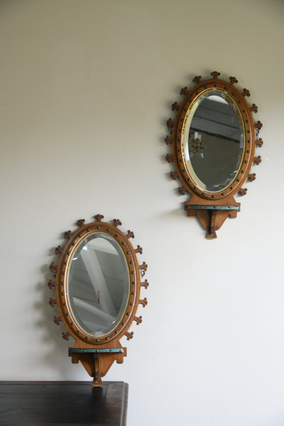 Pair Victorian Oval Wall Mirrors