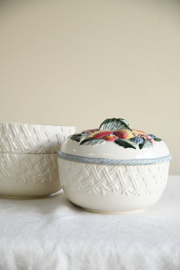 3 Vintage Basket Weave Bowls