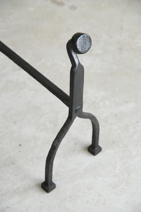 Pair Arts & Crafts Iron Andirons