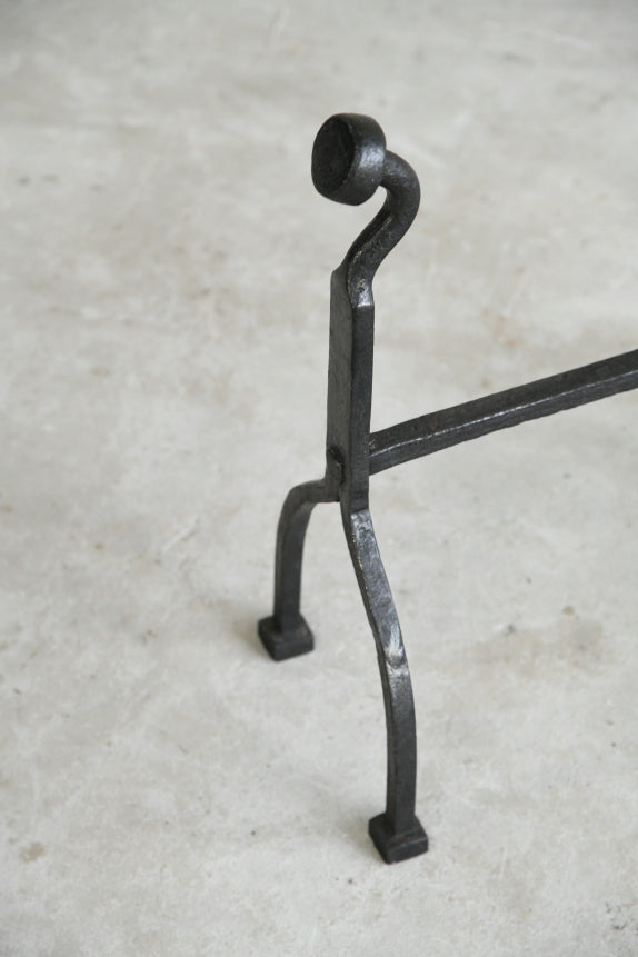 Pair Arts & Crafts Iron Andirons