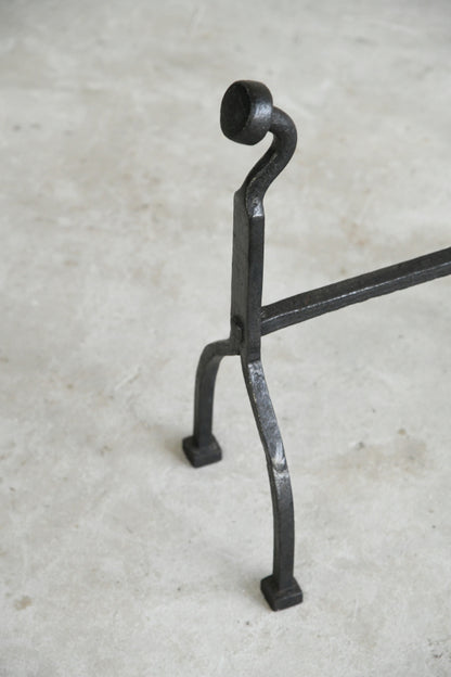 Pair Arts & Crafts Iron Andirons