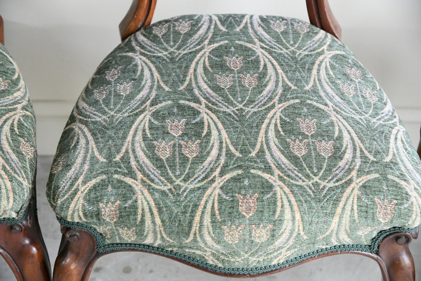 6 Victorian Walnut Balloon Back Dining Chairs