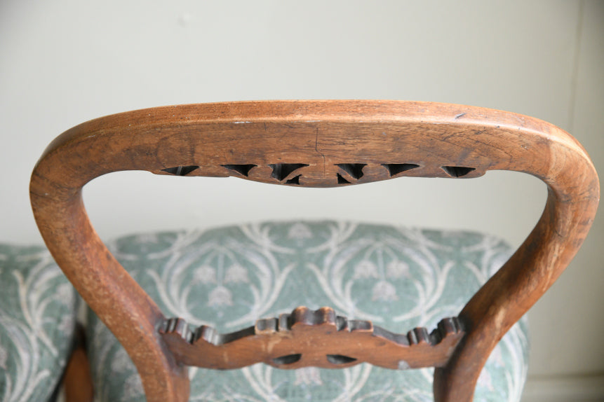 6 Victorian Walnut Balloon Back Dining Chairs