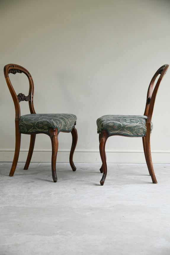 6 Victorian Walnut Balloon Back Dining Chairs
