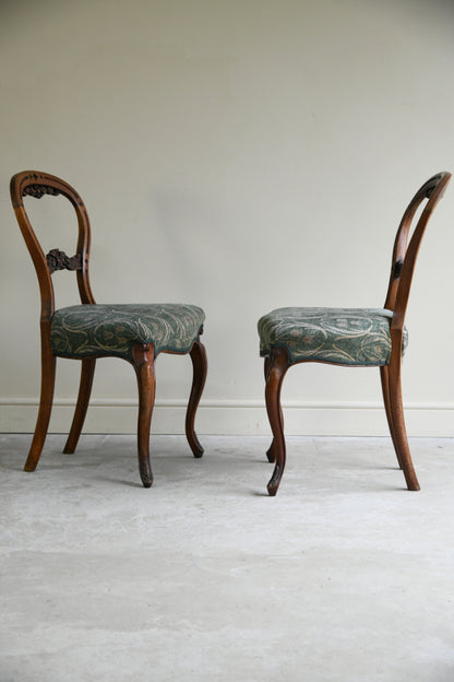 6 Victorian Walnut Balloon Back Dining Chairs