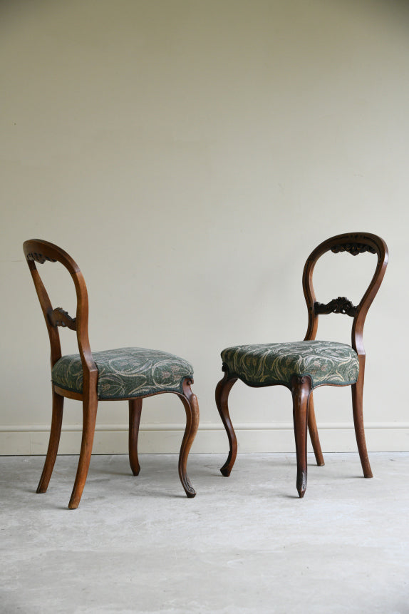 6 Victorian Walnut Balloon Back Dining Chairs