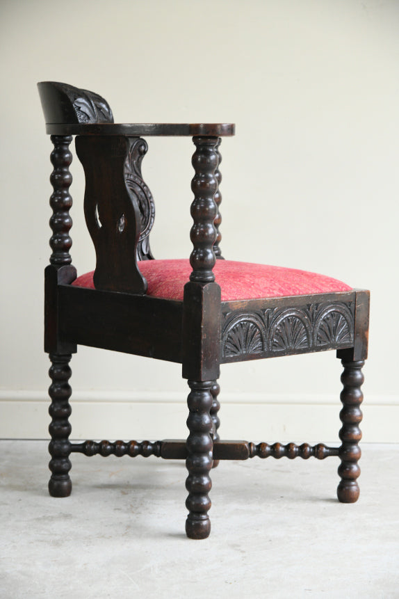 Antique Carved Oak Corner Chair