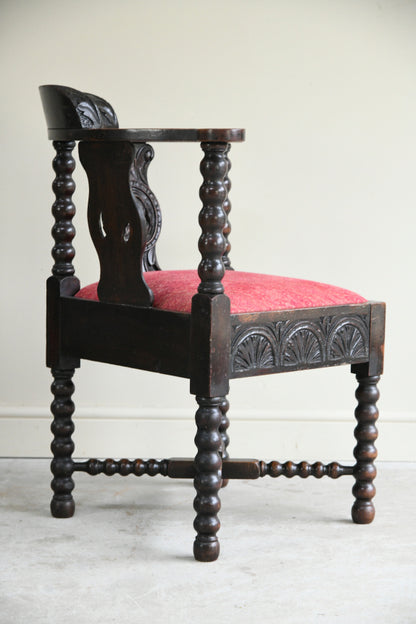 Antique Carved Oak Corner Chair