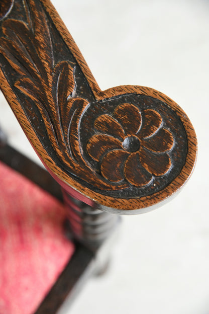 Antique Carved Oak Corner Chair