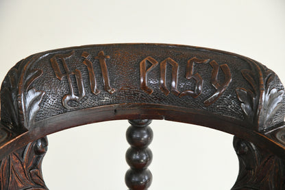 Antique Carved Oak Corner Chair