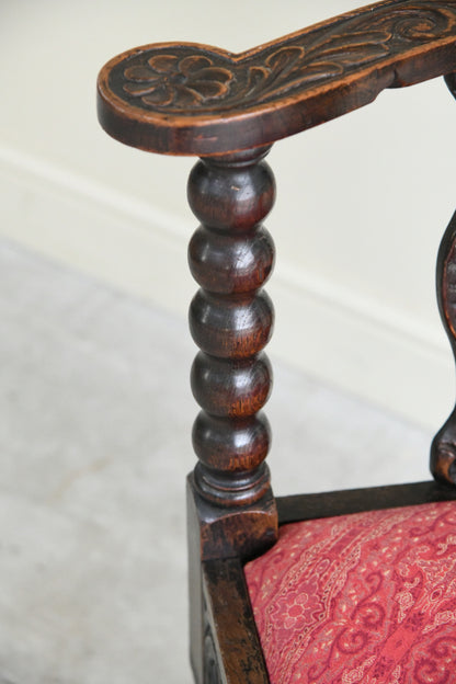 Antique Carved Oak Corner Chair
