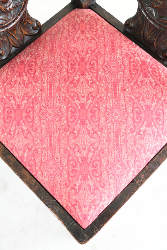 Antique Carved Oak Corner Chair