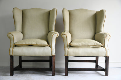 Pair Georgian Style Wing Back Armchairs