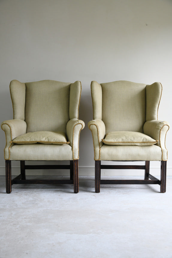Pair Georgian Style Wing Back Armchairs