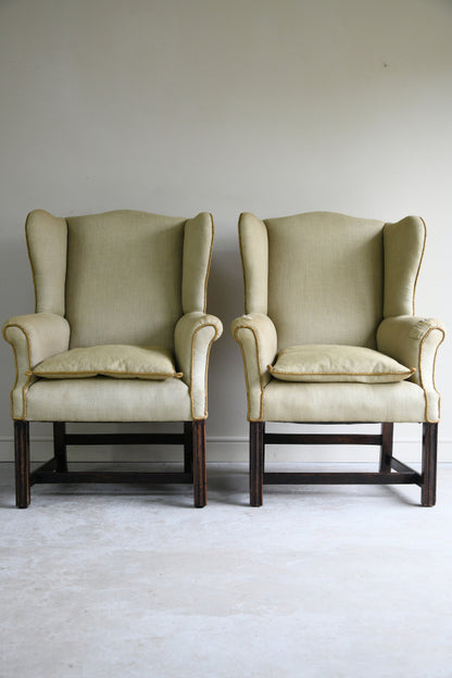 Pair Georgian Style Wing Back Armchairs