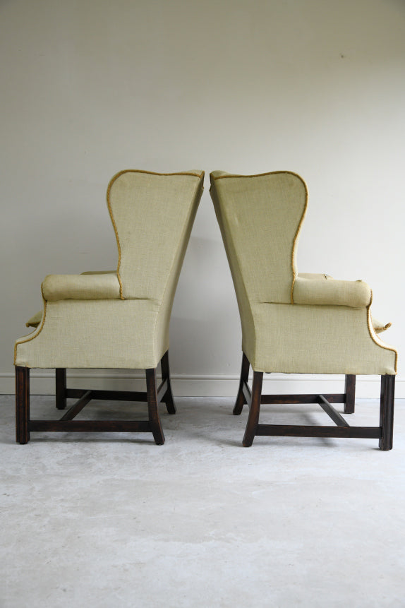 Pair Georgian Style Wing Back Armchairs