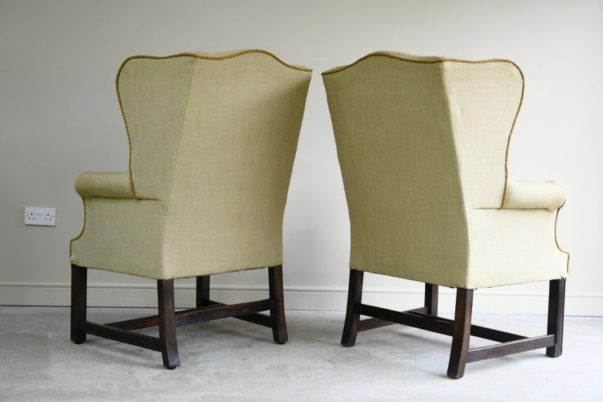 Pair Georgian Style Wing Back Armchairs