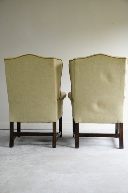 Pair Georgian Style Wing Back Armchairs