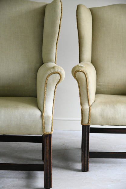Pair Georgian Style Wing Back Armchairs