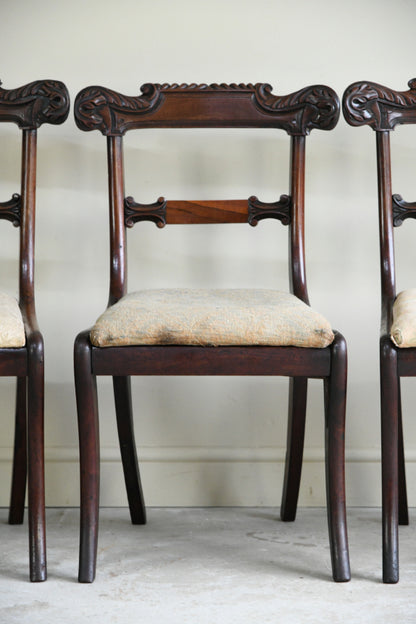 Set 4 Antique Mahogany Dining Chairs