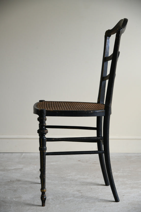 Victorian Ebonised Cane Occasional Chair