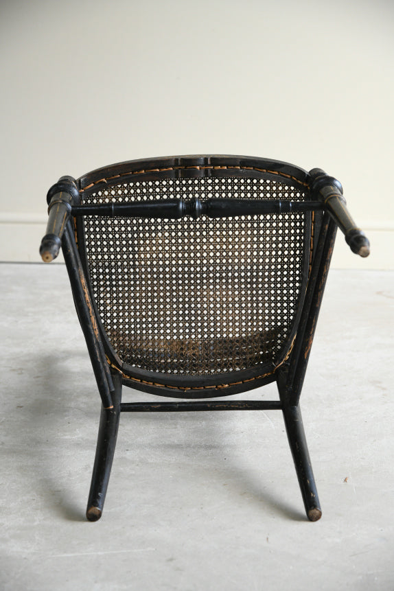 Victorian Ebonised Cane Occasional Chair