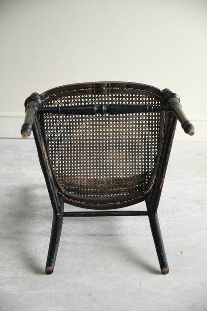Victorian Ebonised Cane Occasional Chair