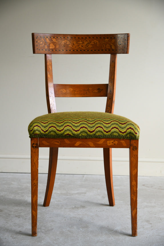 Antique Dutch Inlaid Elm Occasional Chair
