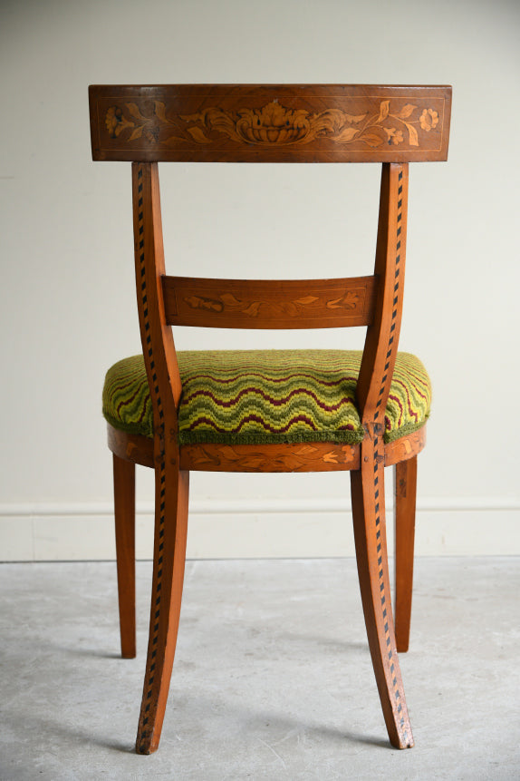 Antique Dutch Inlaid Elm Occasional Chair