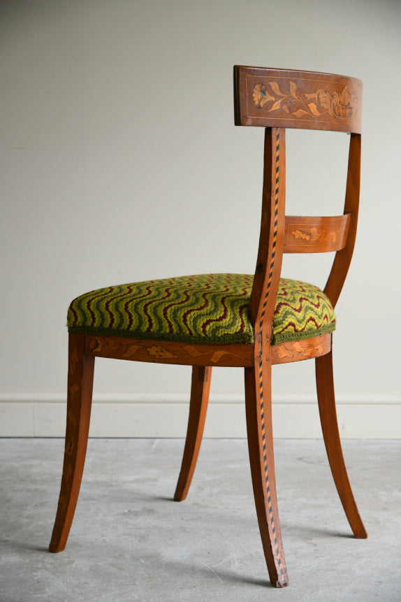 Antique Dutch Inlaid Elm Occasional Chair