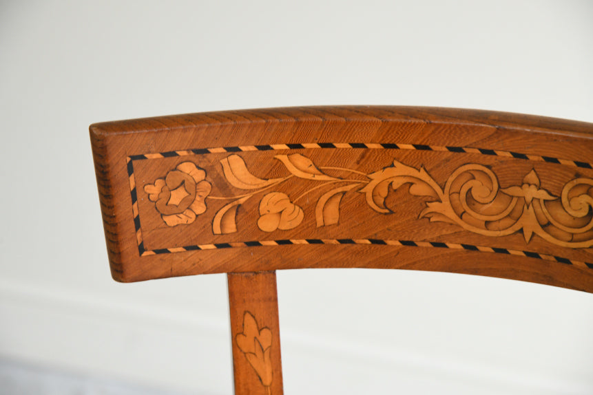 Antique Dutch Inlaid Elm Occasional Chair