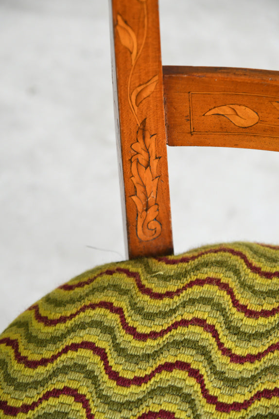 Antique Dutch Inlaid Elm Occasional Chair