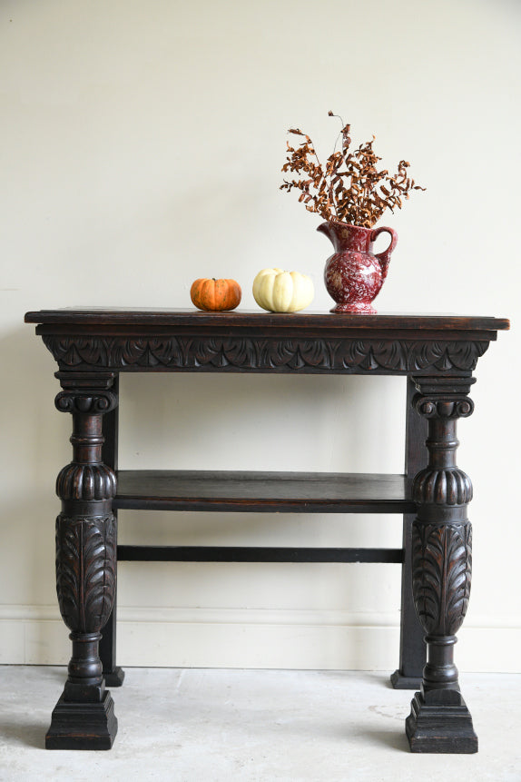 17th Century Style Carved Oak Side Table