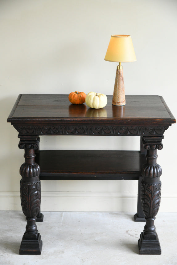 17th Century Style Carved Oak Side Table
