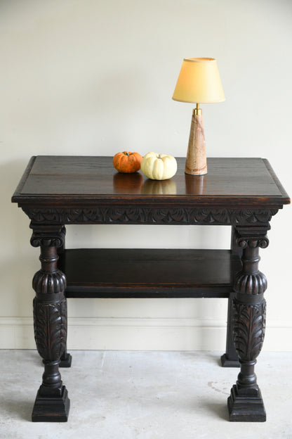 17th Century Style Carved Oak Side Table