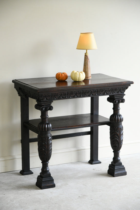 17th Century Style Carved Oak Side Table