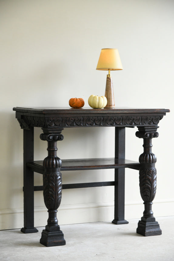 17th Century Style Carved Oak Side Table