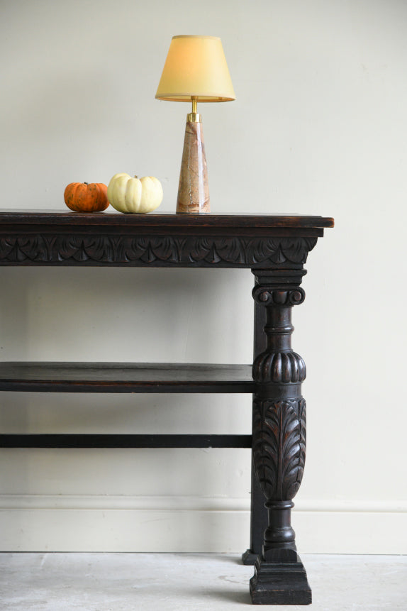 17th Century Style Carved Oak Side Table
