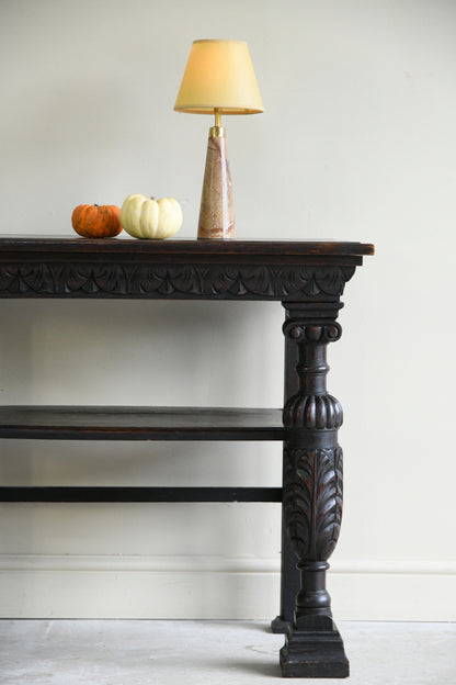 17th Century Style Carved Oak Side Table