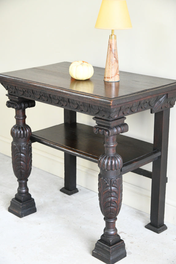 17th Century Style Carved Oak Side Table