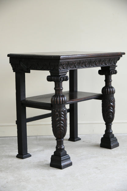 17th Century Style Carved Oak Side Table