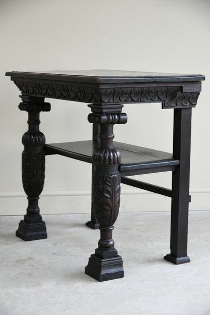 17th Century Style Carved Oak Side Table