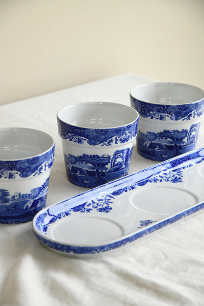 Spode Blue & White Herb Pots