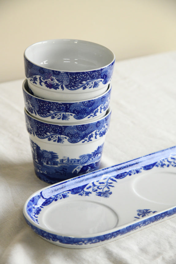 Spode Blue & White Herb Pots