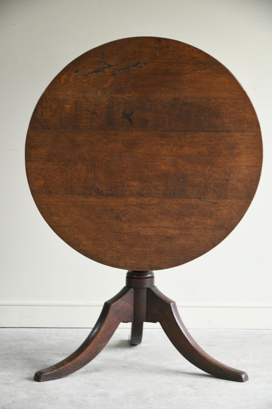 Antique Rustic Oak Tilt Top Table
