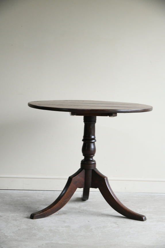 Antique Rustic Oak Tilt Top Table
