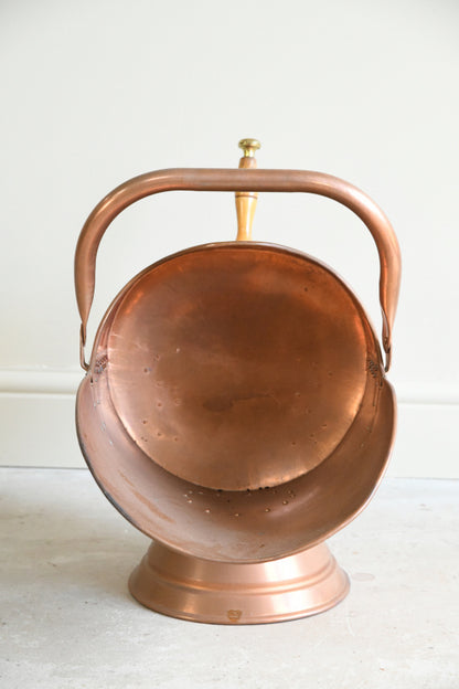 Traditional Style Copper Coal Scuttle Helmet & Shovel