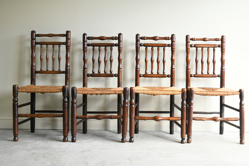 4 Country Ash & Elm Spindle Back Chairs