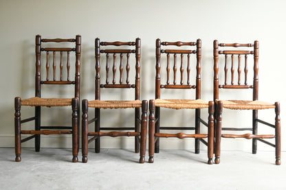 4 Country Ash & Elm Spindle Back Chairs